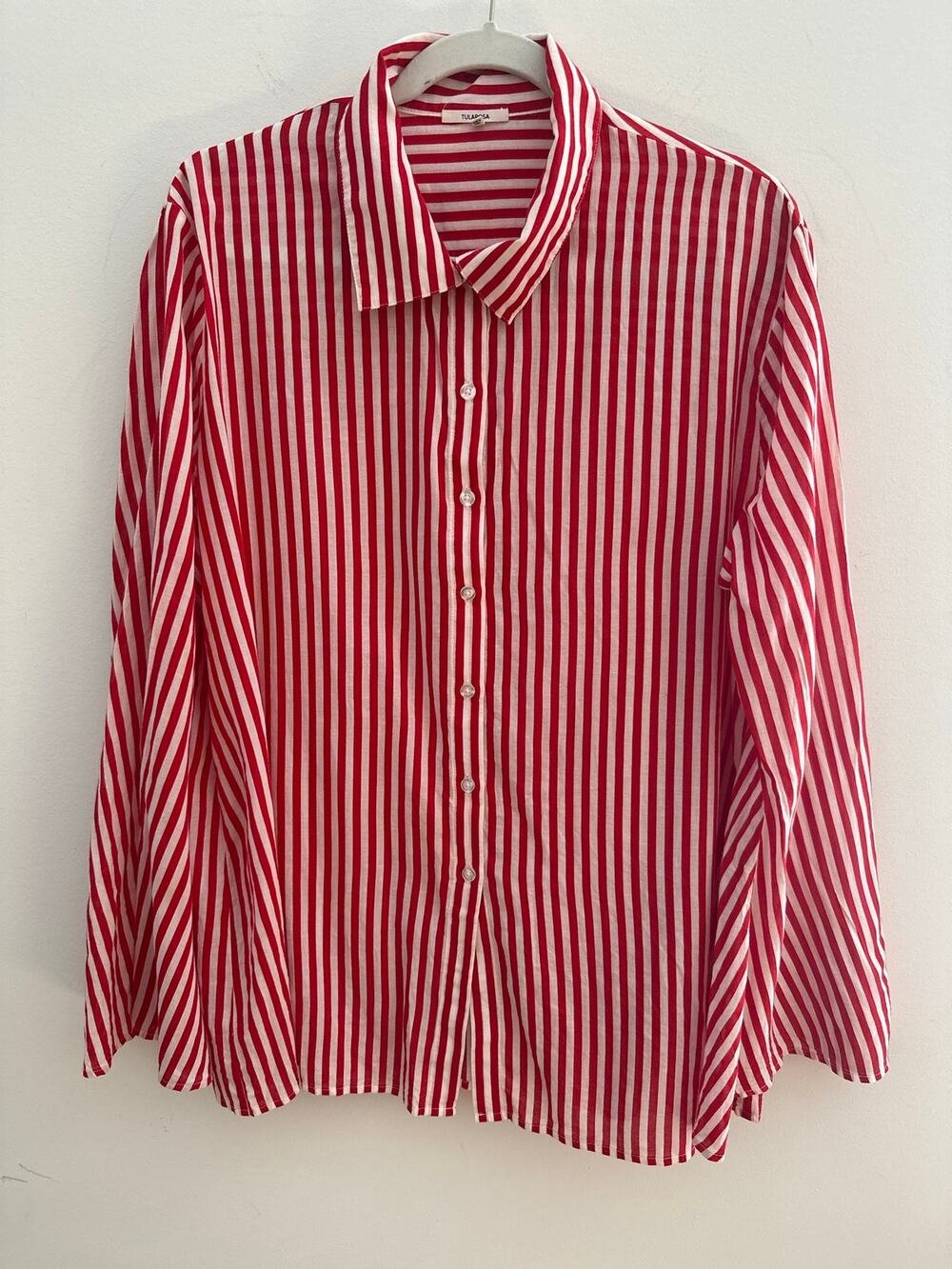 Tularosa Button-Down Shirt Women's Size Medium Red Striped Long Sleeves